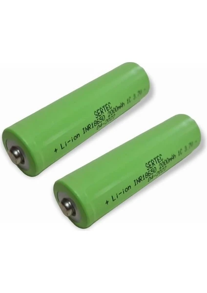 18650 3.7V 2000MAH 1c Lion Şarjlı Pil Başlıklı - 2ADET