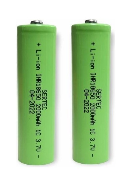 18650 3.7V 2000MAH 1c Lion Şarjlı Pil Başlıklı - 2ADET