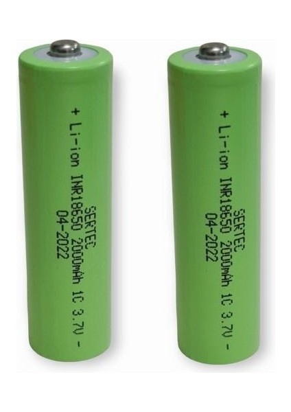 18650 3.7V 2000MAH 1c Lion Şarjlı Pil Başlıklı - 2ADET