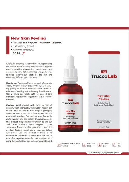 Aha & Bha, Cilt Tonu Eşitleyici & Canlandırıcı Kırmızı Peeling Serum (aha%10+bha%2)