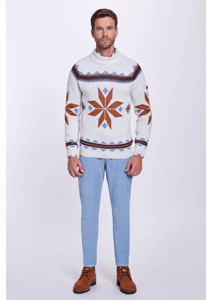 Kaşmir Yün Karışımlı Yarım Balıkçı Ekru Kazak fiyatları