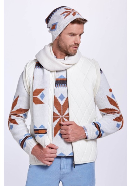 Kaşmir Yün Karışımlı Yarım Balıkçı Ekru Kazak modelleri