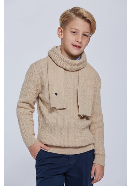 Lambswool Yün Camel Çocuk Atkı
