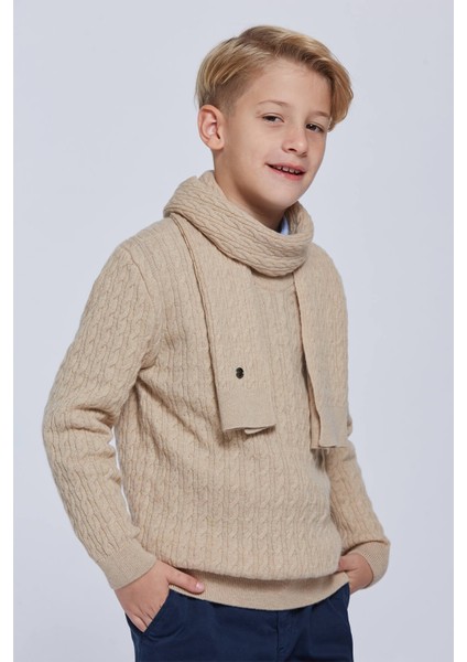 Lambswool Yün Camel Çocuk Atkı modelleri