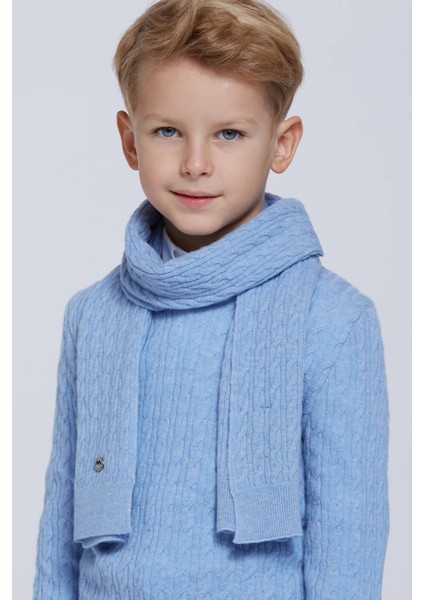 Lambswool Yün Buz Mavisi Çocuk Atkı modelleri