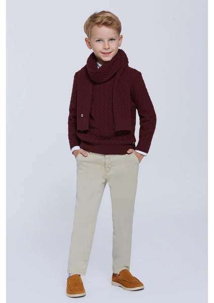 Lambswool Yün Bordo Çocuk Atkı fiyatları