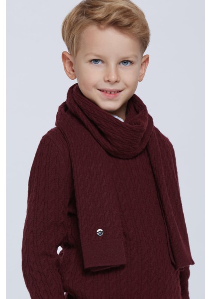 Lambswool Yün Bordo Çocuk Atkı modelleri