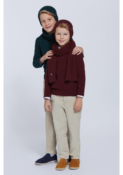 Lambswool Yün Yeşil Çocuk Atkı modelleri