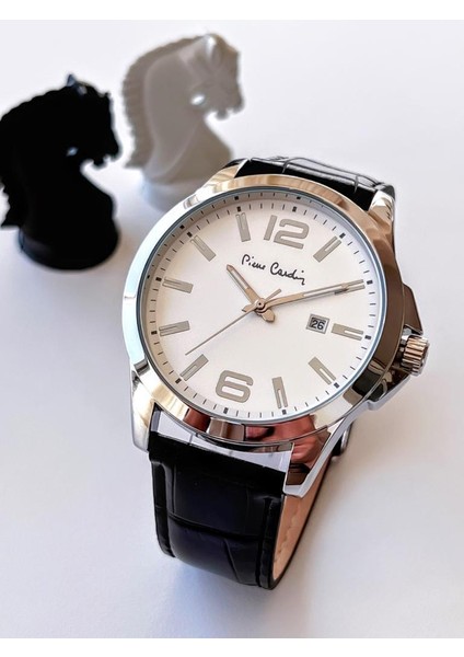 800411F09SB Pierre Cardin Deri Kordon Erkek Kol Saati 30 mt Su Gecirmez + Kaplan Gözü Bileklik