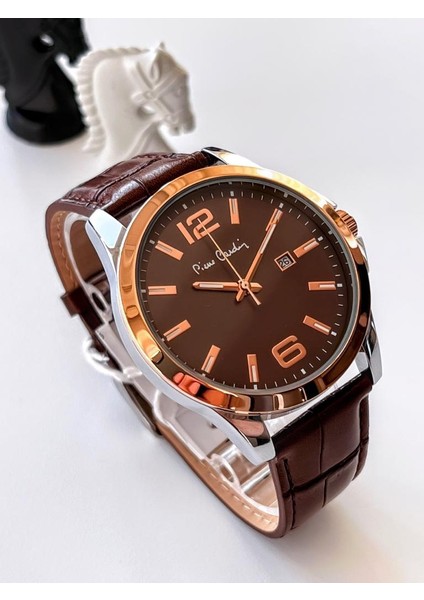 800411F10K Pierre Cardin Deri Kordon Erkek Kol Saati 30 mt Su Gecirmez + Kaplan Gözü Bileklik modelleri