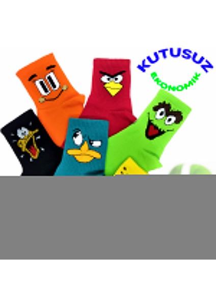 Erkek Kadın Çorap Soket Corap Bayan Renkli Desenli Çoraplar 6 Adet