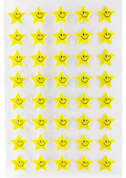 Sticker Kabartmalı A4 Boyutunda Stiker Defter, Planlayıcı Etiket - (Lim029)- Gülen Yıldız