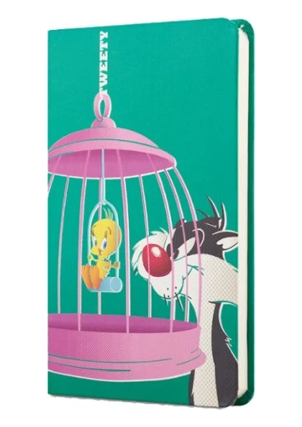 Tweety Sert Kapak Lastikli Mini Defter Yeşil