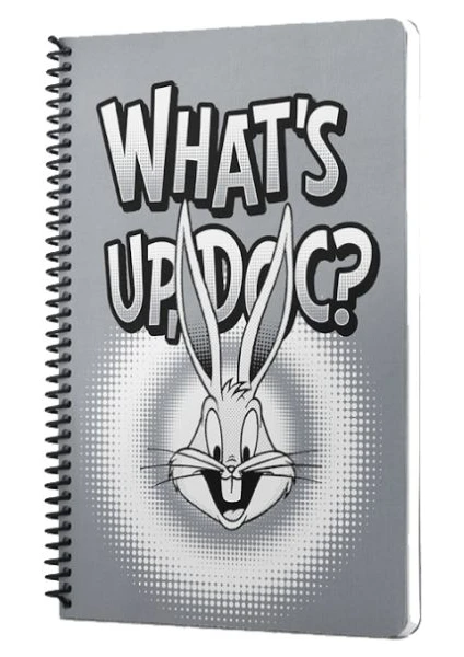 Looney Tunes Whats Up Doc Spiralli Defter Gri Çizgili