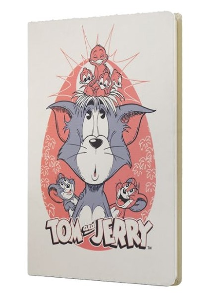 Tom And Jerry Sert Kapak Butik Defter Krem Çizgili