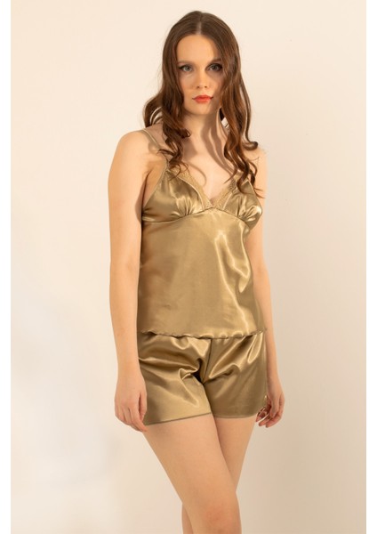 Saten Dantelli Ayarlanabilir Askılı Şortlu Takım fiyatları