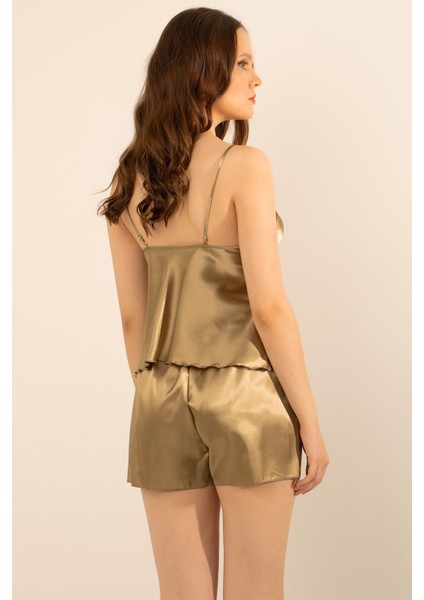 Saten Dantelli Ayarlanabilir Askılı Şortlu Takım indirimleri