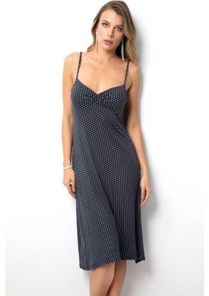 Ayarlanabilir Askılı Puantiyeli Penye Gecelik