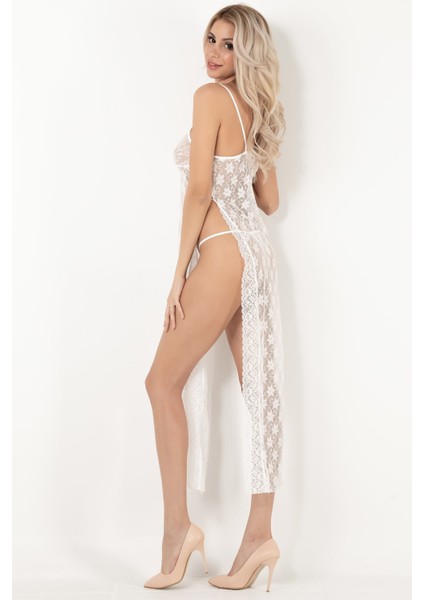 Pasionara Derin Yırtmaçlı Dantel Gecelik fiyatları