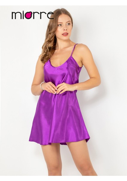 Ince Askılı Mini Saten Gecelik