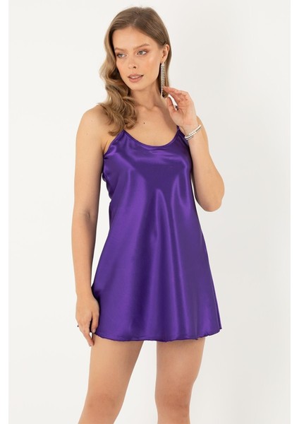 Ince Askılı Mini Saten Gecelik indirimleri