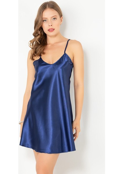 Ince Askılı Mini Saten Gecelik