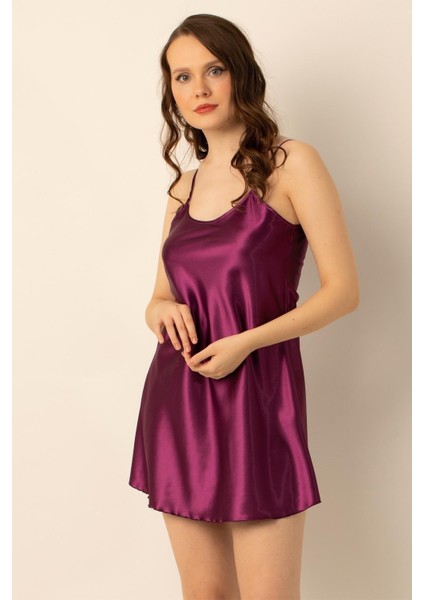 Ince Askılı Mini Saten Gecelik modelleri