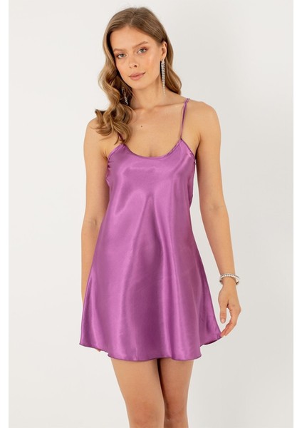 Ince Askılı Mini Saten Gecelik modelleri