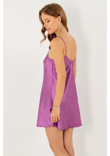 Ince Askılı Mini Saten Gecelik indirimleri