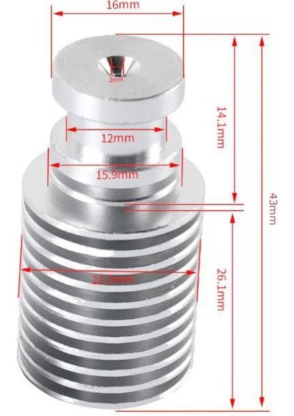 E3D V6 Alüminyum Soğutucu Gövde M6 Barrel Uyumlu(Gümüş)