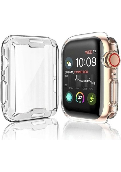 Apple Watch Uyumlu 1 2 3 4 5 6 Se Serisi ( 38MM ) 360 Tam Koruma Şeffaf Silikon Kılıf