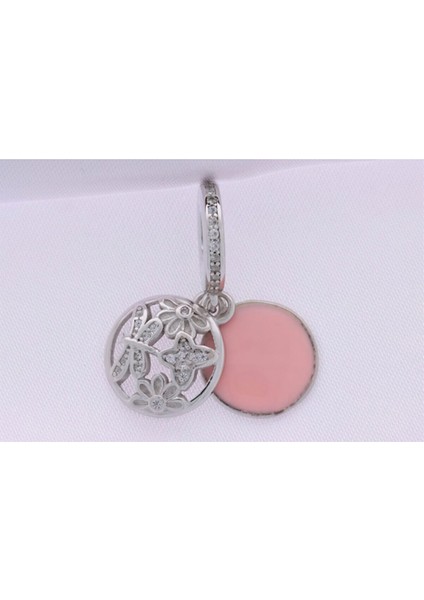 Kadın Gümüş Bileklik Uyumlu Bahar Esintisi Çiçek ve Yusufçuk Su Perisi Kelebek Model Charm