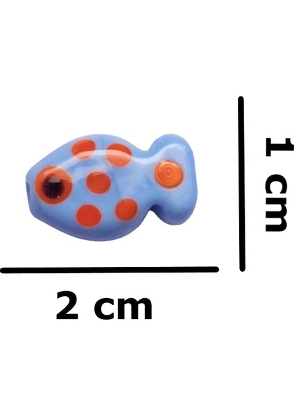 Beyoğlu Hediyelik Delikli Cam Balık 1 Adet El Yapımı Murano Cam Çift Taraflı Kolye Bileklik Ucu 3 mm Delikli