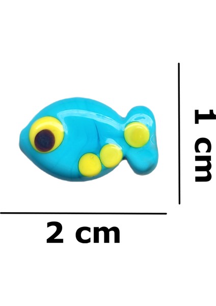 Beyoğlu Hediyelik Murano Camdan El Işi Balık Kolye Ucu 1 Adet 2 mm Delikli Çift Taraflı