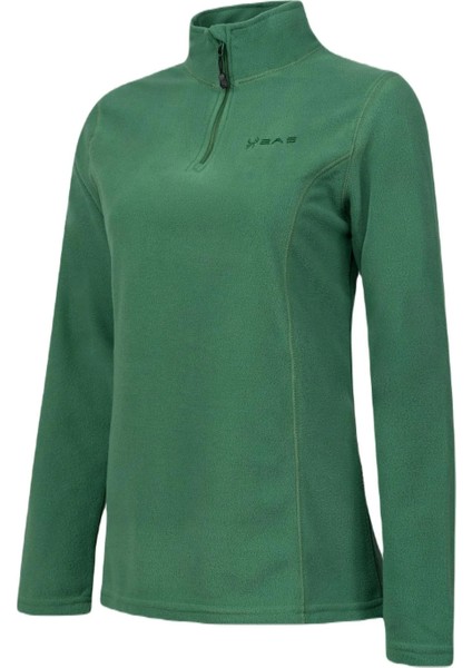 Pinna Yarım Fermuarlı Kadın Polar Sweatshirt Yeşil