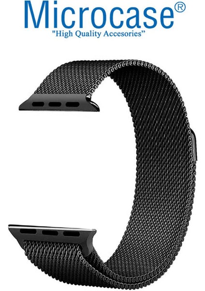 Apple Watch Uyumlu 42 - 44 mm Için Metal Mıknatıslı Kordon Kayış M-L Ky6 Siyah modelleri