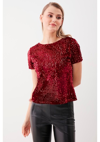 Pul Payetli Kısa Kol Bluz fırsatları