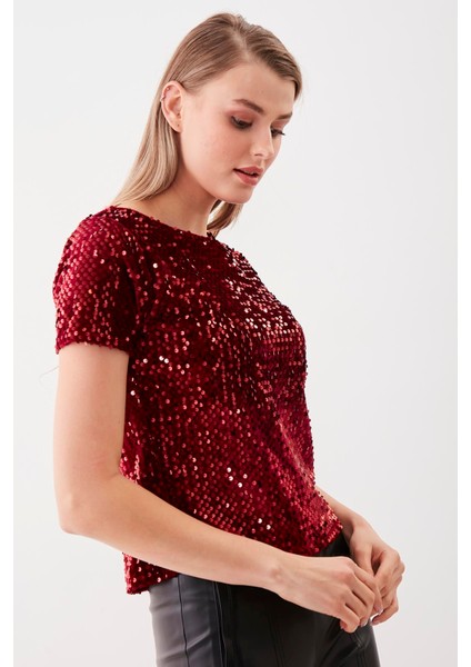 Pul Payetli Kısa Kol Bluz indirimleri