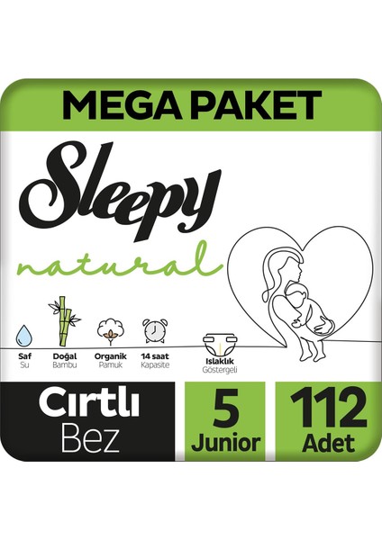 Natural Mega Paket Bebek Bezi 5 Numara Junior 112 Adet