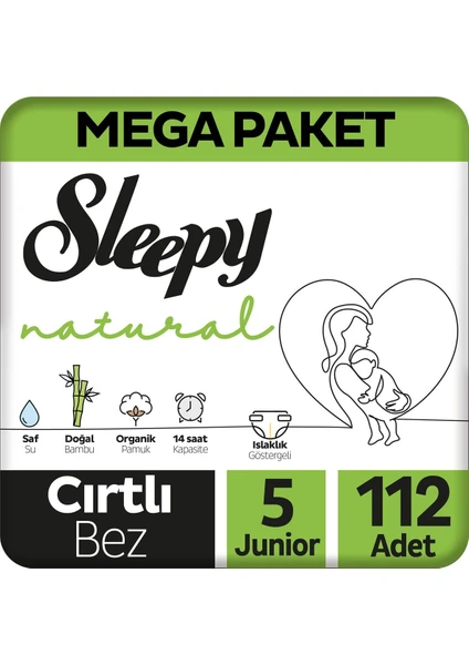 Natural Mega Paket Bebek Bezi 5 Numara Junior 112 Adet