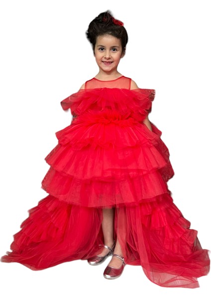 Red Crinoline Kırmızı Tütü Kız Çocuk Abiye, Özel Gün, Yılbaşı, Nedime, Christmas Dress