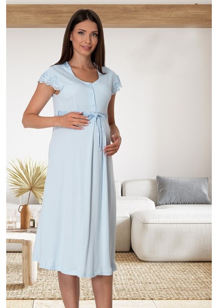 Puerpera Effortt Kadın Hamile Lohusa Gecelik Sabahlık ve Pijama Takımı 4'lü Set 6016 modelleri