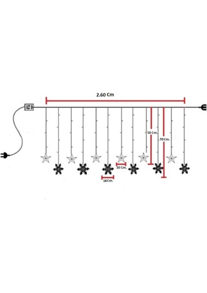 Kar Tanesi Yıldız Perde LED - Süs Işık - 220 Volt Eklenebilir - 8 Modlu Sarı Renk fırsatları