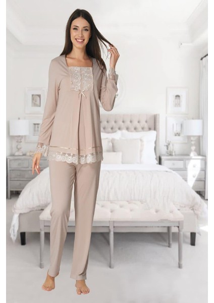 Puerpera Effort Kadın Vizon Emzirme Özellikli Lohusa Hamile Pijama Takımı 3045