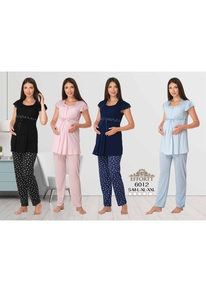 Puerpera Effort Kadın Lacivert Desenli Lohusa Hamile Pijama Takımı 6012 fiyatları