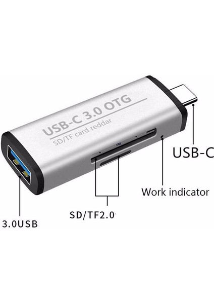 Type C Microsd- Sd Kart Okuyucu 1* USB 3.0 Çoklayıcı