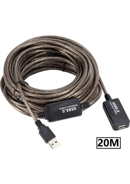 5228 Aktif USB Dişi Erkek Uzatıcı Uzatma Ek Kablosu 20 Metre