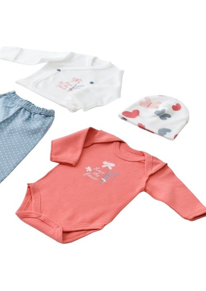 Bibaby Organik Zıbın Takımı Wild Flowers Prematüre Spring Blue