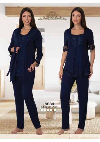 Kadın Lohusa Hamile Sabahlıklı Pijama Takımı 6034