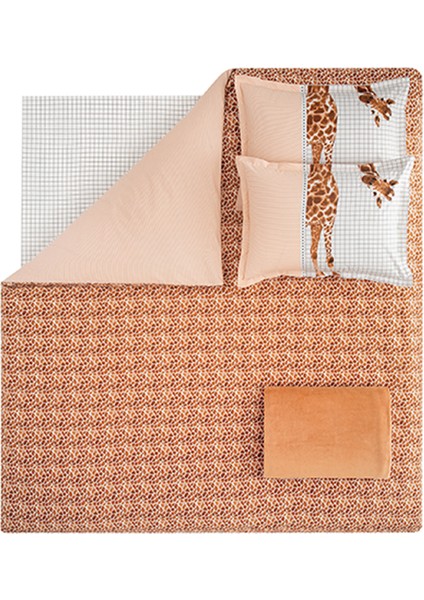 Bedding Giraffe Tek Kişilik Wellsoft Battaniyeli Nevresim Takımı Seti 4 Parça - Kahverengi fırsatları